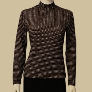Vtg 1970s BENTLEY ARBUCKLE Textured Long Sleeve Bodycon Mock Turtleneck